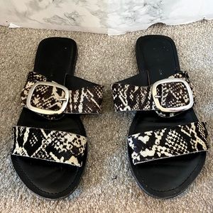 Snakeskin two-strap sandals